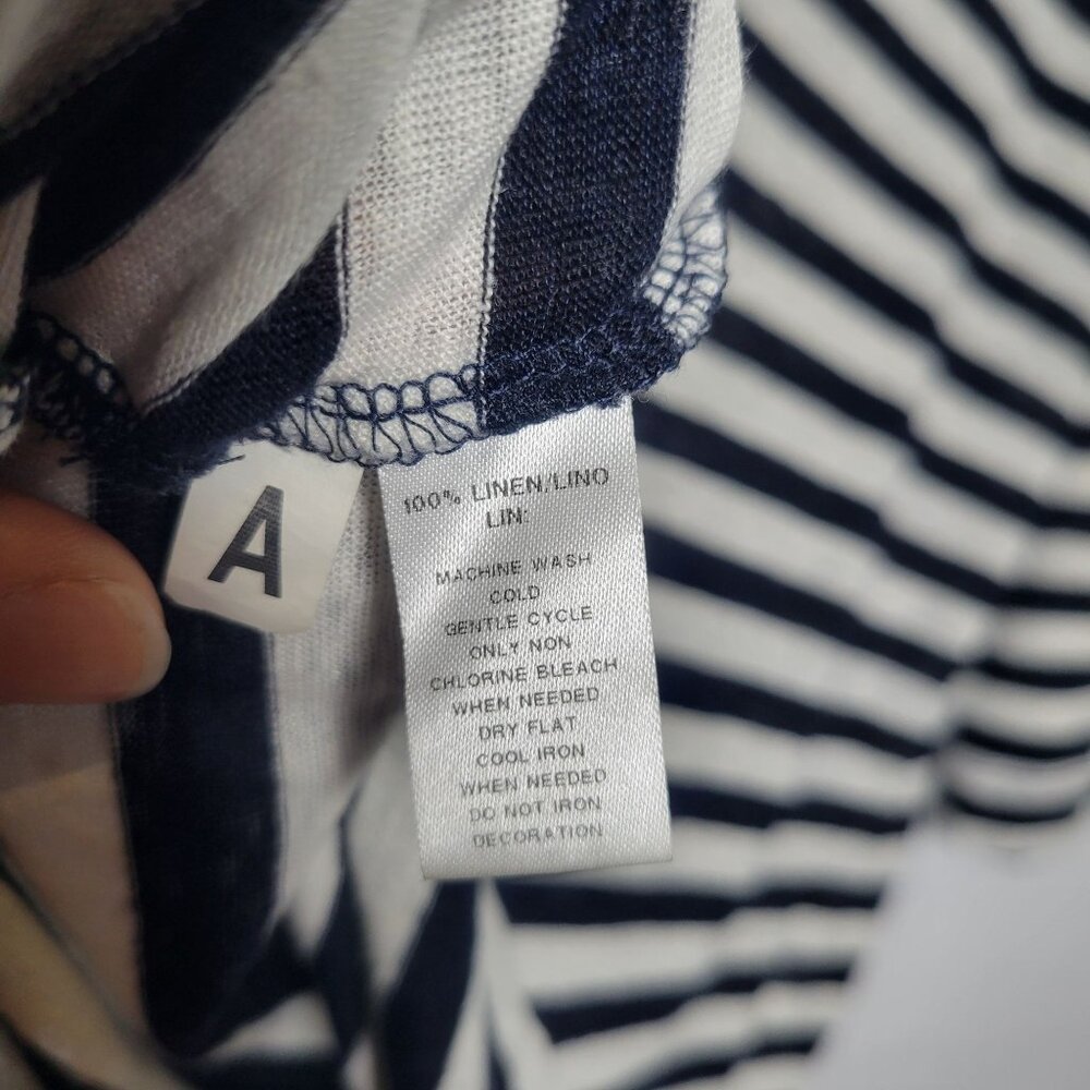 Loft Navy & White Striped Split Neck 3/4 Sleeve T… - image 4